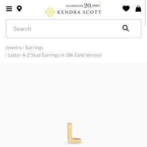 Kendra Scott letter L Stud earring. New.